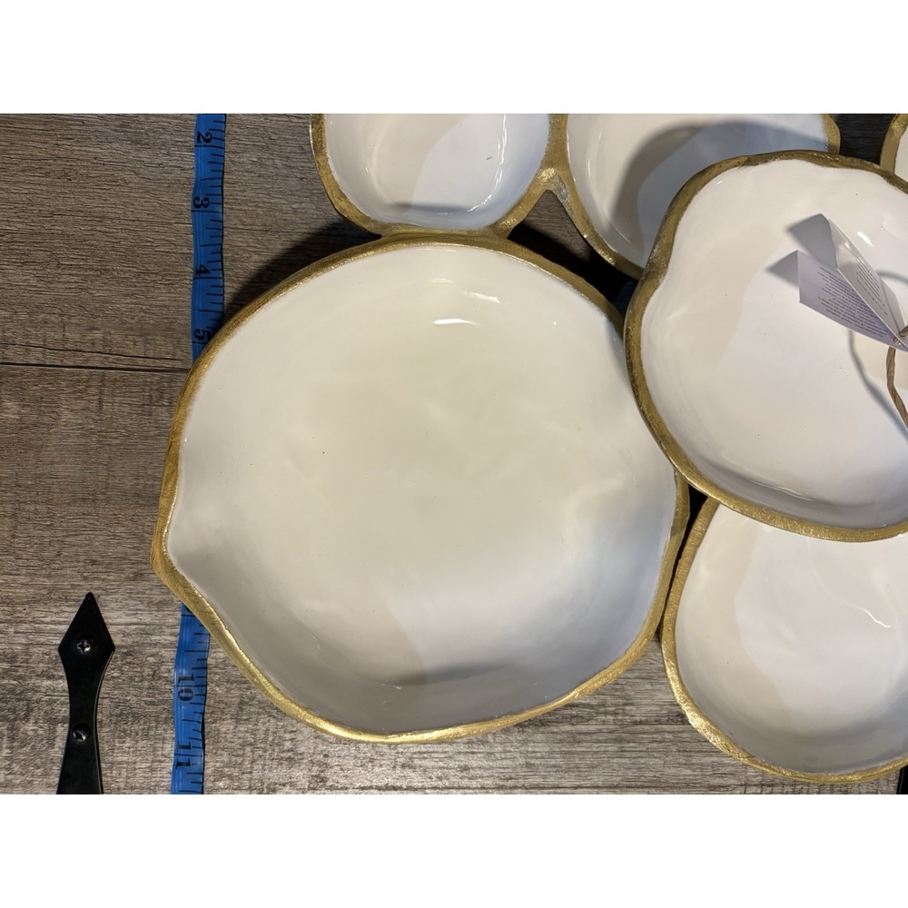 Zodax Cluster of 9 Round Serving Bowls Gold and 12.75 in x 7.25 in x 2.25 in - Picture 7 of 7